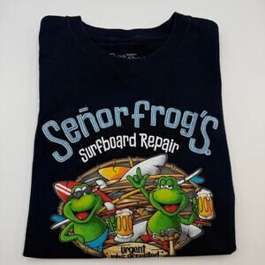 Señor Frog’s Surfboard Repair shirt navy blue size large fits like medium